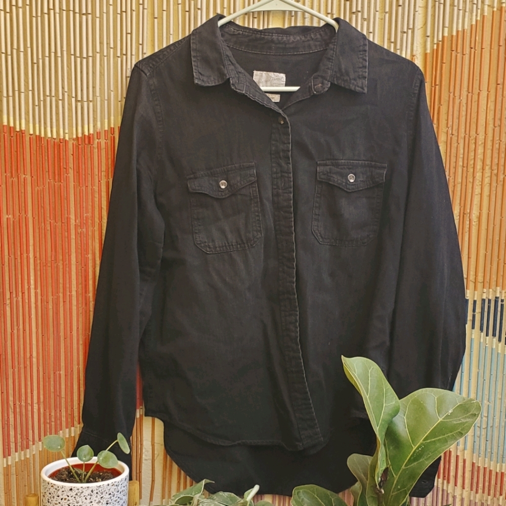 Black Denim Button Up